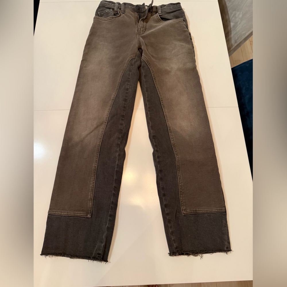 Free People Black/Grey Frayed Hem Jeans